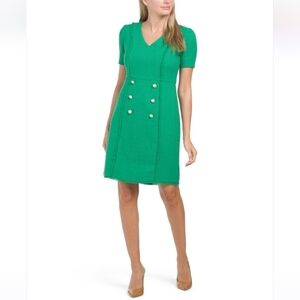 Nanette Lepore Boucle Raw Hem and Button Front Dress